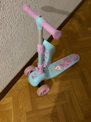Patinete infantil 3 ruedas unicornios y asiento