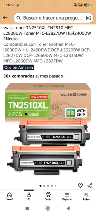 Cartucho impresora TN2510XL Negro