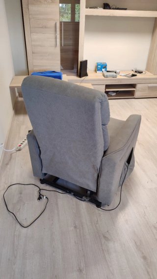 Sofá Eléctrico Reclinable Tela Beige/Gris