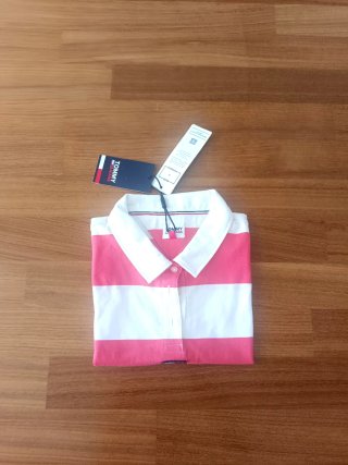 Polo Tommy Jeans a righe rosse e bianche taglia M