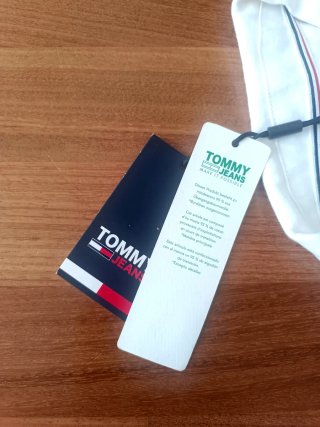 Polo Tommy Jeans a righe rosse e bianche taglia M