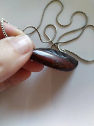 Collana pendente argento nero Occhio dì tigre