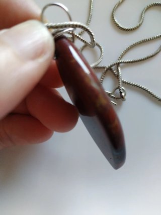 Collana pendente argento nero Occhio dì tigre