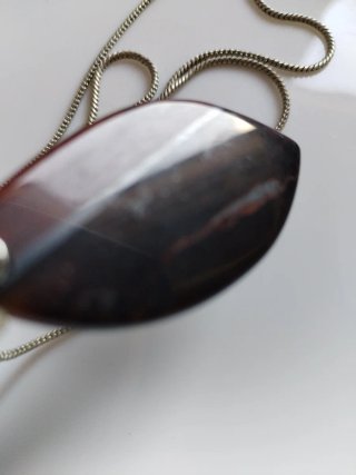 Collana pendente argento nero Occhio dì tigre