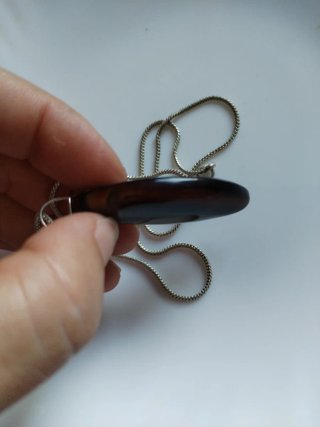 Collana pendente argento nero Occhio dì tigre