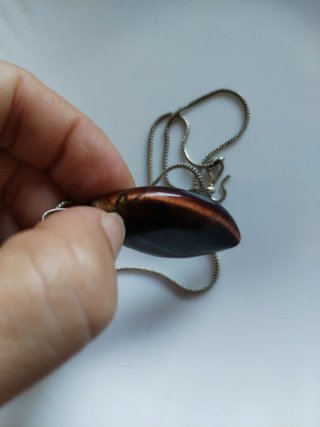 Collana pendente argento nero Occhio dì tigre