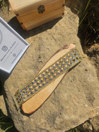 Gargantilla choker dorado con espejos