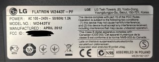Pantalla LG FLATRON W2443T Negra