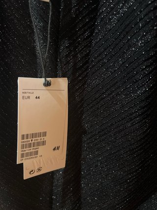 Vestido negro brillante manga larga talla 44
