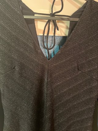 Vestido negro brillante manga larga talla 44