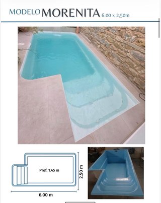 Piscina de poliéster azul y blanco