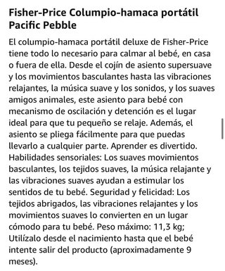 Hamaca Columpio FisherPrice Deluxe - A Estrenar