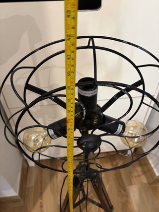 Lampada da terra vintage ventilatore in metallo e legno