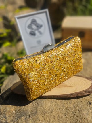 Bolso de fiesta amarillo con pedrería