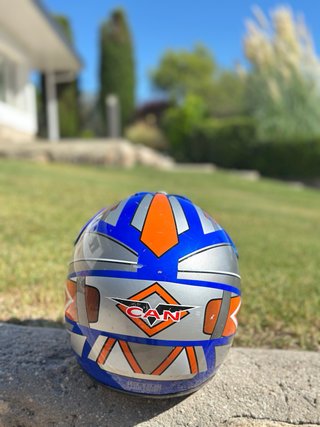 Casco Moto Infantil Azul y Naranja