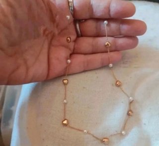 Gargantilla Corazones y Perlas blancas