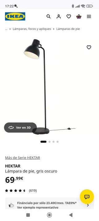 Lámpara de pie IKEA HEKTAR Negra