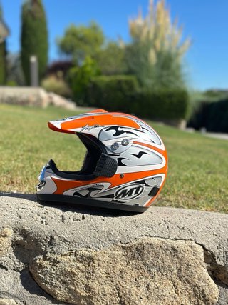 Casco Infantil Moto Naranja y Gris