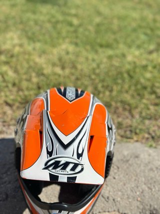 Casco Infantil Moto Naranja y Gris
