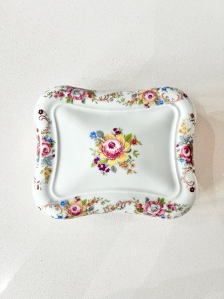 Caja porcelana floral vintage