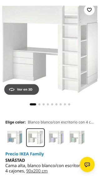 Cama alta IKEA SMÅSTAD blanca