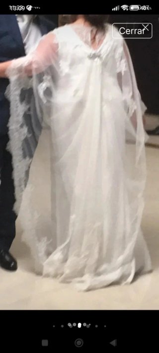 Vestido de Novia Curvy/Pronovias-White-One +Capa