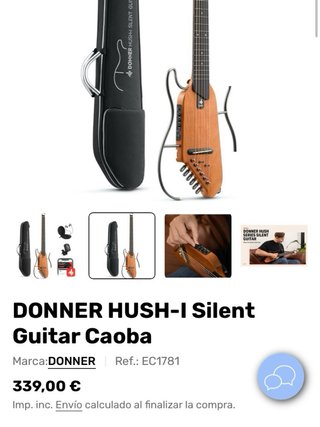 Guitarra acústica silenciosa | Donner Hush I Caoba
