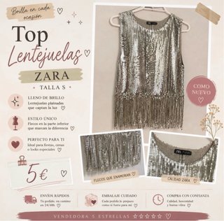 Top lentejuelas Zara Talla S