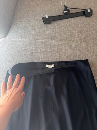 Falda Satén H&M Talla M Negra Nueva