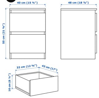 Cómoda/Mesita Ikea MALM 2 cajones