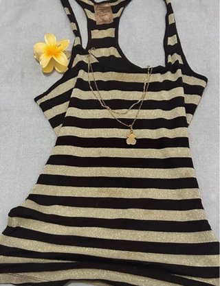Blusa Vintage Rayas Doradas Talla S