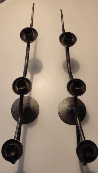 Coppia Candelabri Vintage Metallo Grigio/nero