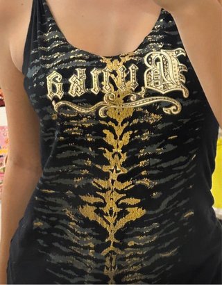 Blusa Vintage Y2K Negra y Dorada