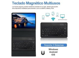 FOGARI Custodia con Tastiera per iPad Pro 12.9 6ª 2022 / 5ª 2021/ 4ª 2020/ 3ª Gen 2018, Custodia Portatile Sottile con Portapenne, Tastiera Espanola Rimovibile Senza Fili, Nero