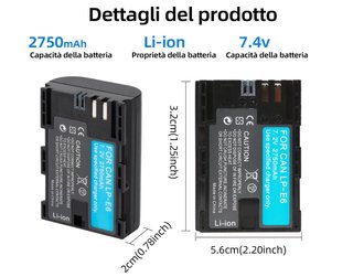 Batteria Canon LP-E6 2750mAh