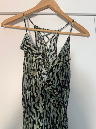 Vestido Mango Negro y Verde