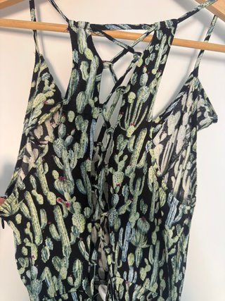 Vestido Mango Negro y Verde