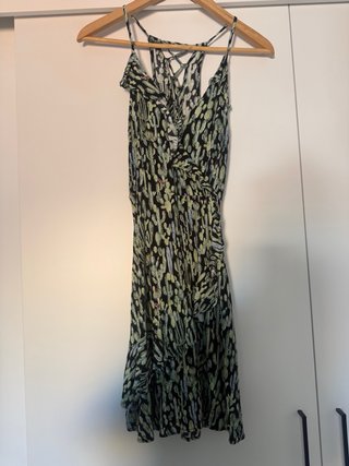 Vestido Mango Negro y Verde
