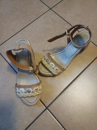 Sandali donna oro e multicolor