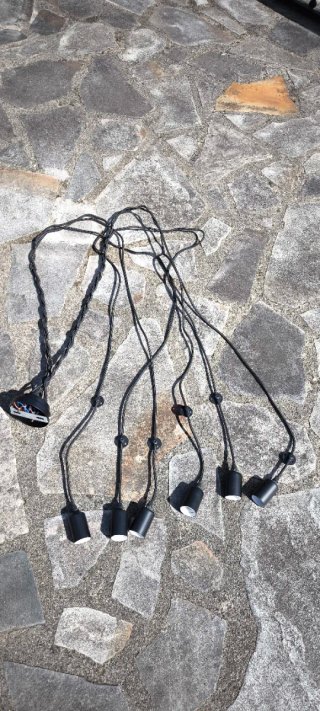 Lámpara colgante negra 6 bombillas