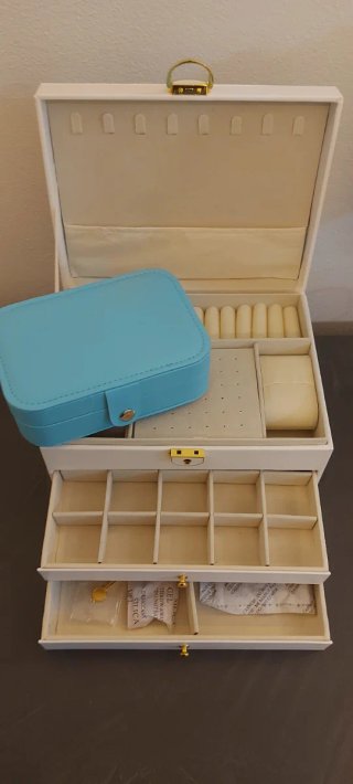 Set portagioie bianco e blu