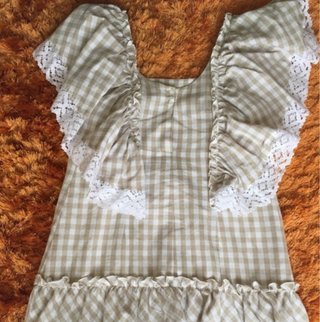 Vestido cuadros beige y blanco Talla S
