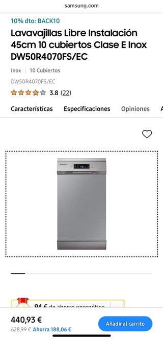 Lavavajillas Samsung Acero Inoxidable