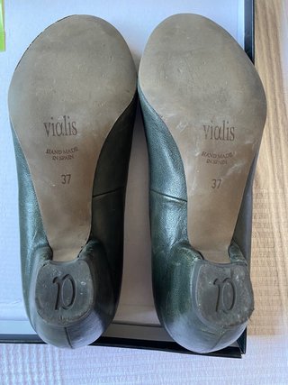 Zapatos Vialis verde con tacón - Talla 37