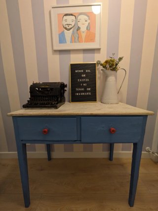Escritorio Vintage Azul con Cajones