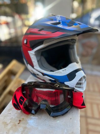 Casco Moto Motocross 100% Gafas
