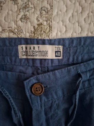 Bermuda cargo de lino hombre azul