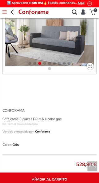 Sofá Cama Gris y Negro Poco Uso