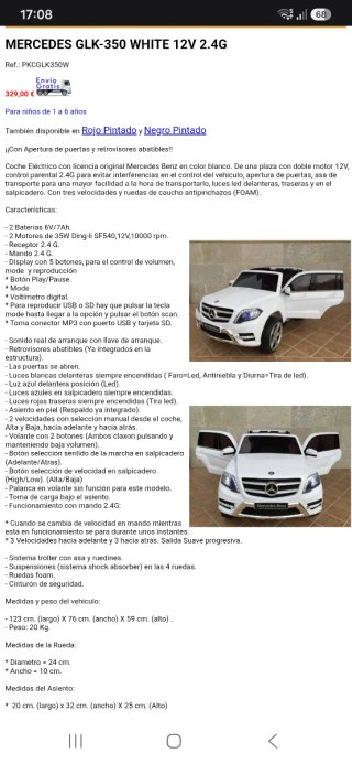 Coche Eléctrico Infantil Mercedes GLK