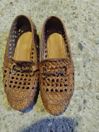 Mocassini donna intrecciati marroni